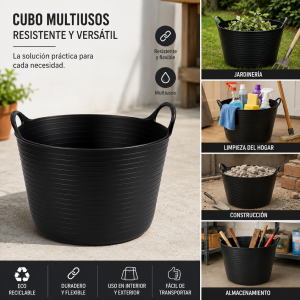 Capazo negro 42 litros dos asas Diámetro 440 mm Alto 330 mm