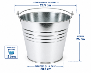 Cubo galvanizado 12 litros Ø 28,5 x 25 cm