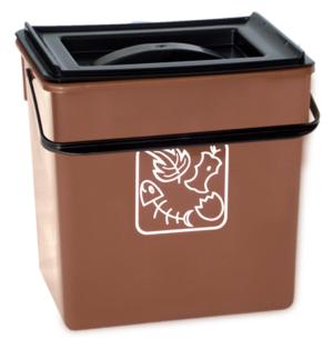 Cubo basura Reciclar marron-organico- 28x20,5x27 cm.C/Asa y tapa 12l.