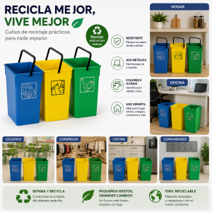 Cubo ecologico selectivo 15 litros sin tapa  Fondo 280 mm Ancho 200 mm Alto 340 mm
