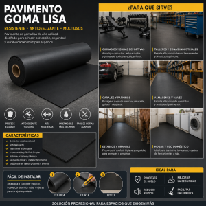 Pavimento de caucho liso 120 cm ancho 3mm -Corte por metros--