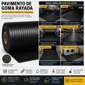 Pavimento de caucho rayado 150 cm ancho -Rollo 10m.l.-