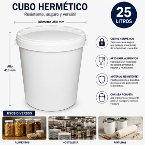 Cubo hermetico 25 litros