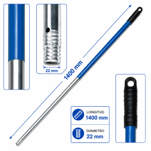 Palo aluminio rosca Ø22x140mm