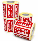 Etiqueta adhesiva "contiene albarán" 100 x 50 mm - Rollo de 500 Uds. -100x50mm.- 