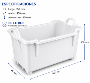 Cubeta apilable y encajable 60 litros