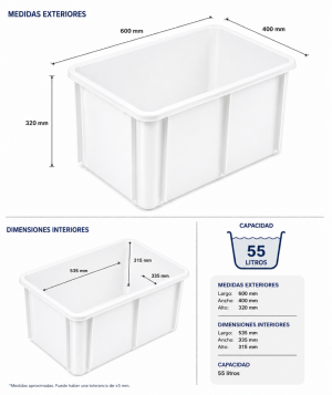Cubeta apilable 55 litros