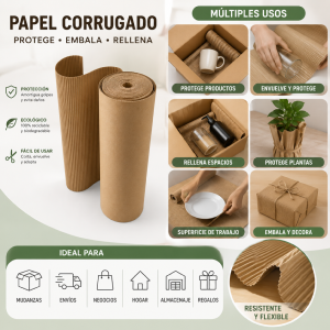 Bobina carton ondulado de 25 metros de largo por 90 cm de ancho