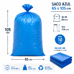 Saco azul 65 x 105 cm -Paq. 10 ud.-Galga 300-