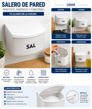 Salero cocina 1 Kg con Tapa Abatible